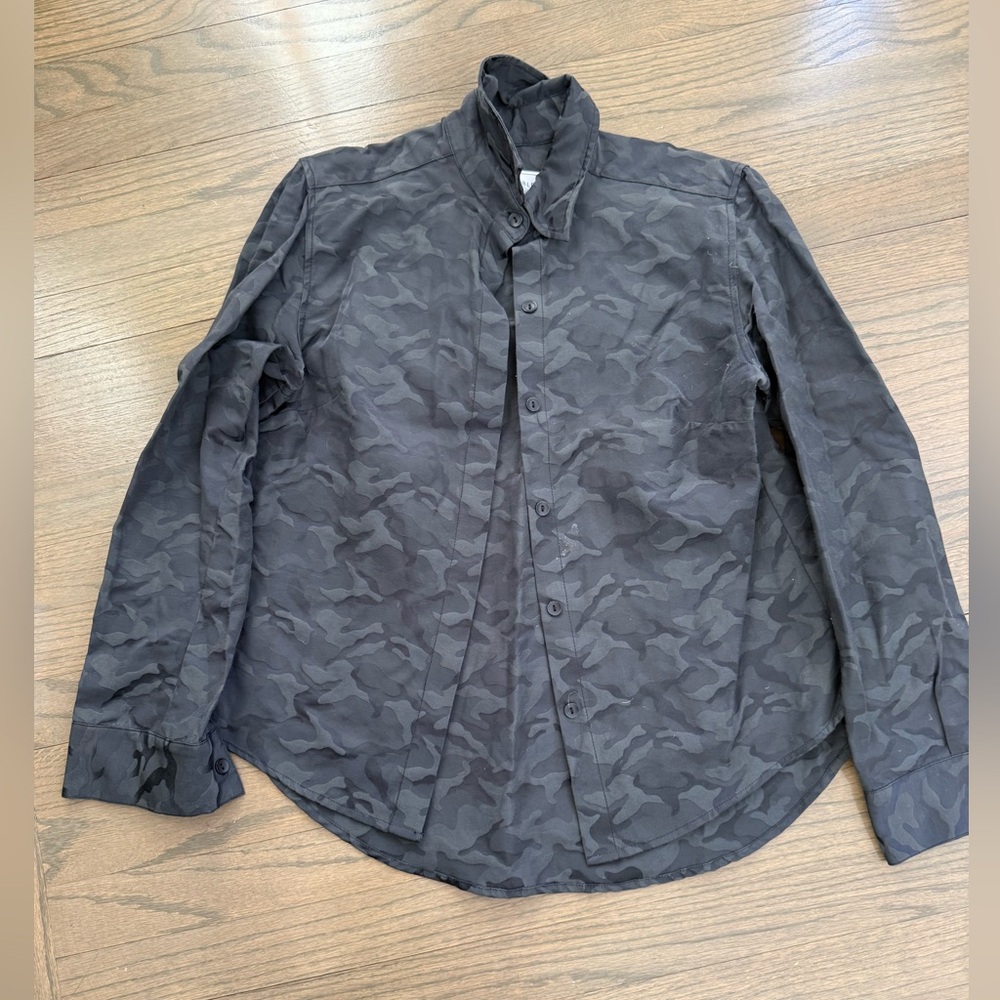 Women's Black Camouflage Button Down Shirt